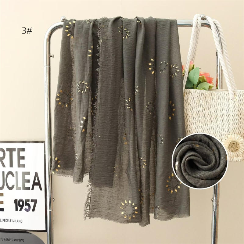 Šal s printsom suncokreta od viskoze, prozračan, 180 × 90 cm, elegantan i svestran.