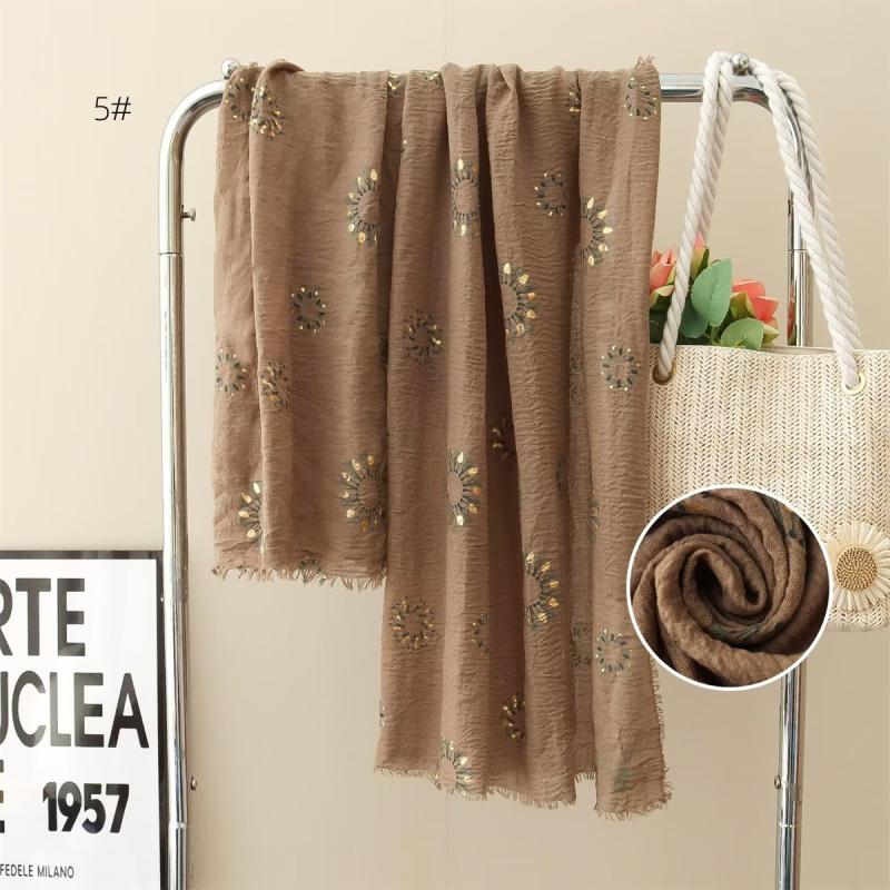 Šal s printsom suncokreta od viskoze, prozračan, 180 × 90 cm, elegantan i svestran.