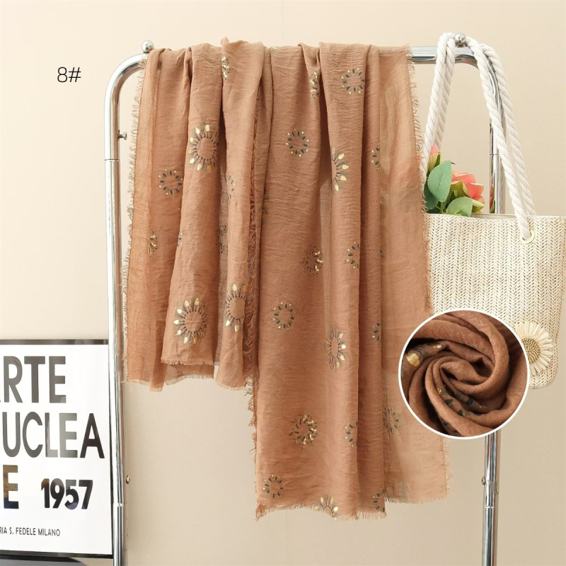 Šal s printsom suncokreta od viskoze, prozračan, 180 × 90 cm, elegantan i svestran.