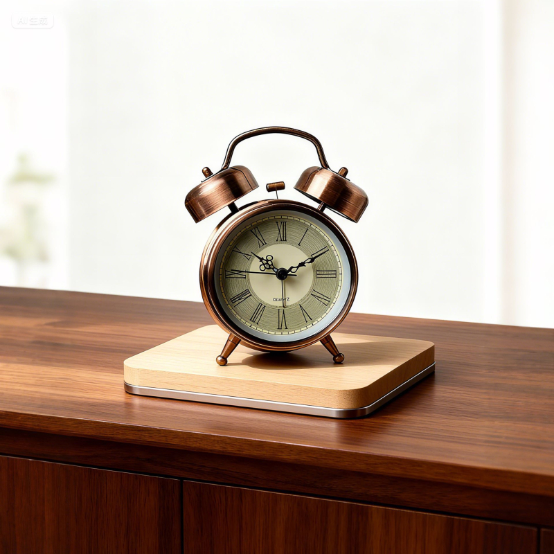 Americký retro stolný budík, dvojstranný, kovové puzdro, svetelný ciferník, napájanie batériami, minimalistický luxus pre deti a študentov