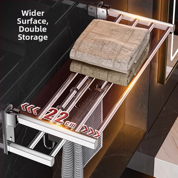 Kúpeľňový vešiak na uteráky z medeného materiálu, skladací úložný regál, moderný minimalistický štýl, šesťdielny set