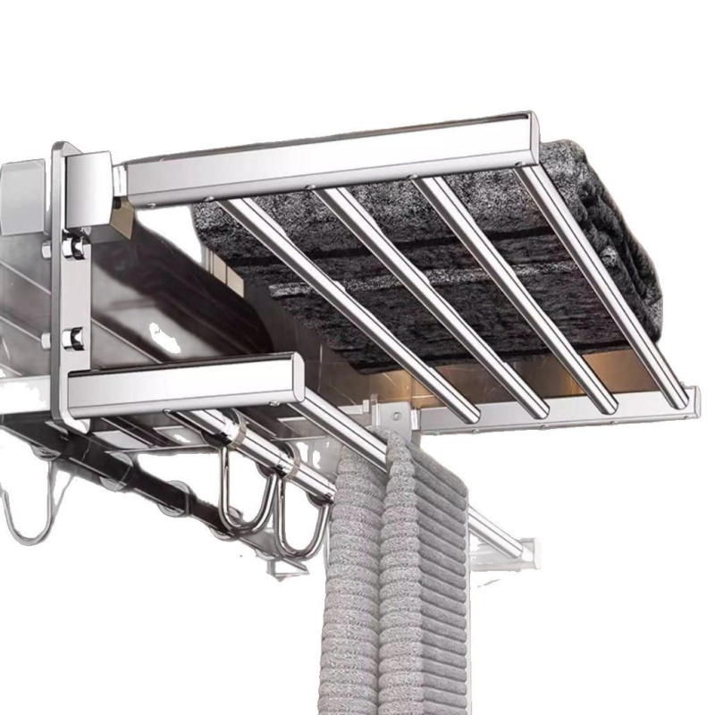Kúpeľňový vešiak na uteráky z medeného materiálu, skladací úložný regál, moderný minimalistický štýl, šesťdielny set