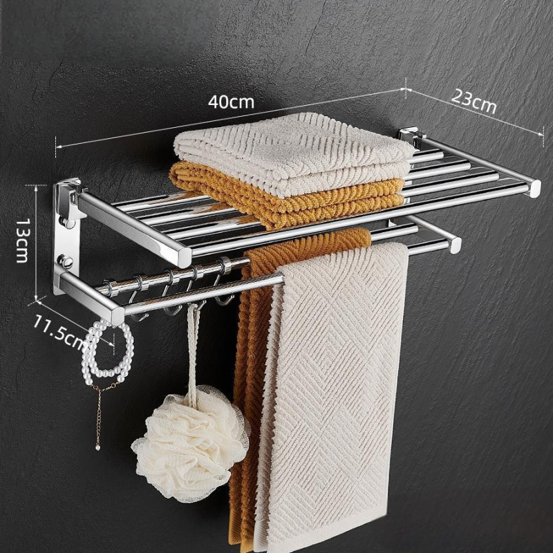 Kúpeľňový vešiak na uteráky z medeného materiálu, skladací úložný regál, moderný minimalistický štýl, šesťdielny set