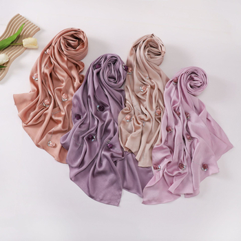 Hosszú szatén-chiffon sál nőknek, rózsa mintával, könnyű, elegáns kendő