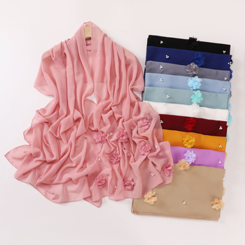 Nőknek készült gyöngyös chiffon kendő, turbán stílusú, egyszínű