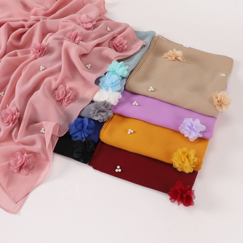 Nőknek készült gyöngyös chiffon kendő, turbán stílusú, egyszínű