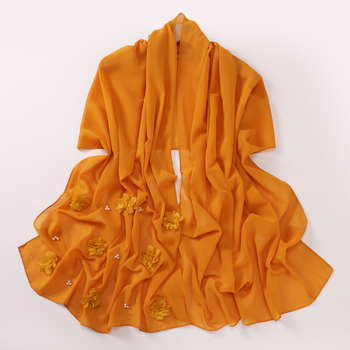 Nőknek készült gyöngyös chiffon kendő, turbán stílusú, egyszínű