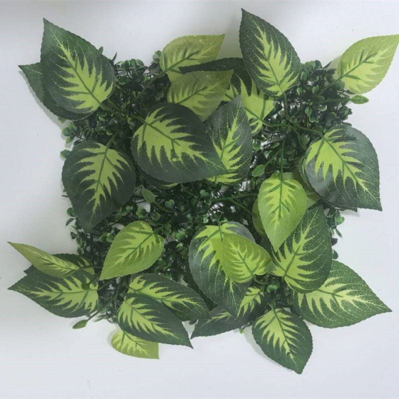 Panel na stenu s umelou zeleňou a trávou, 25×25 cm, domáca dekorácia