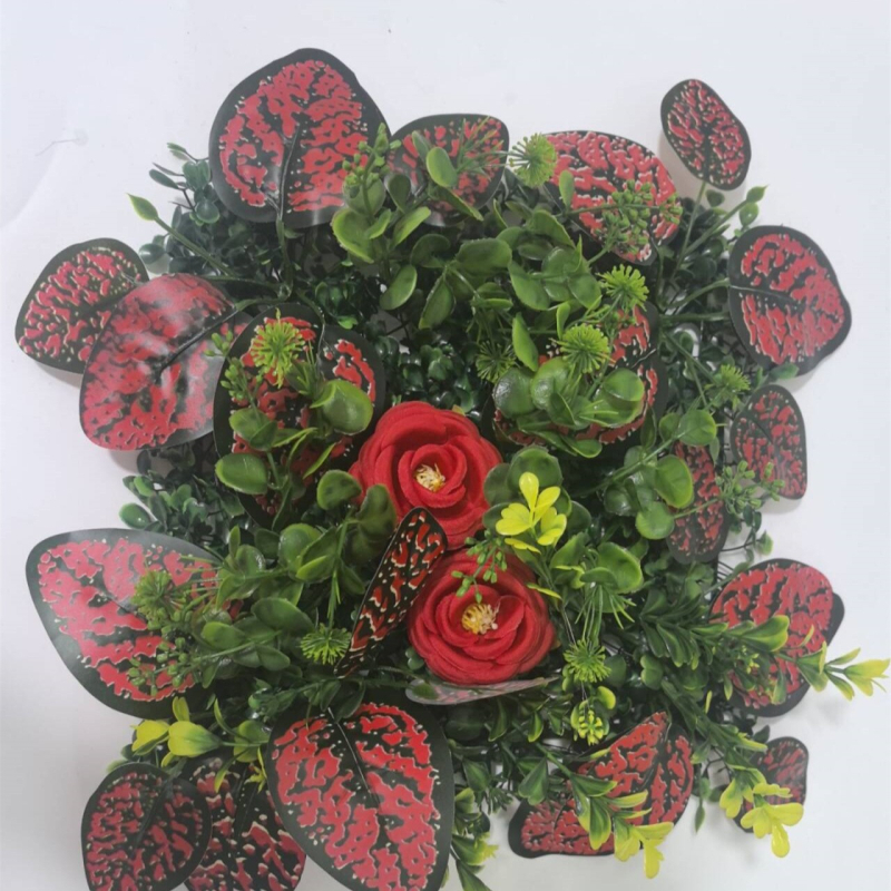 Panel na stenu s umelou zeleňou a trávou, 25×25 cm, domáca dekorácia