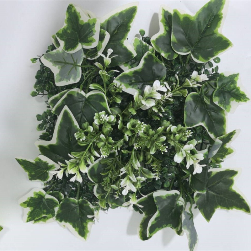 Panel na stenu s umelou zeleňou a trávou, 25×25 cm, domáca dekorácia