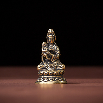 Retro mosadzové sošky Budhu: Guanyin, Šakjamuni a Ksitigarbha pre domovú dekoráciu