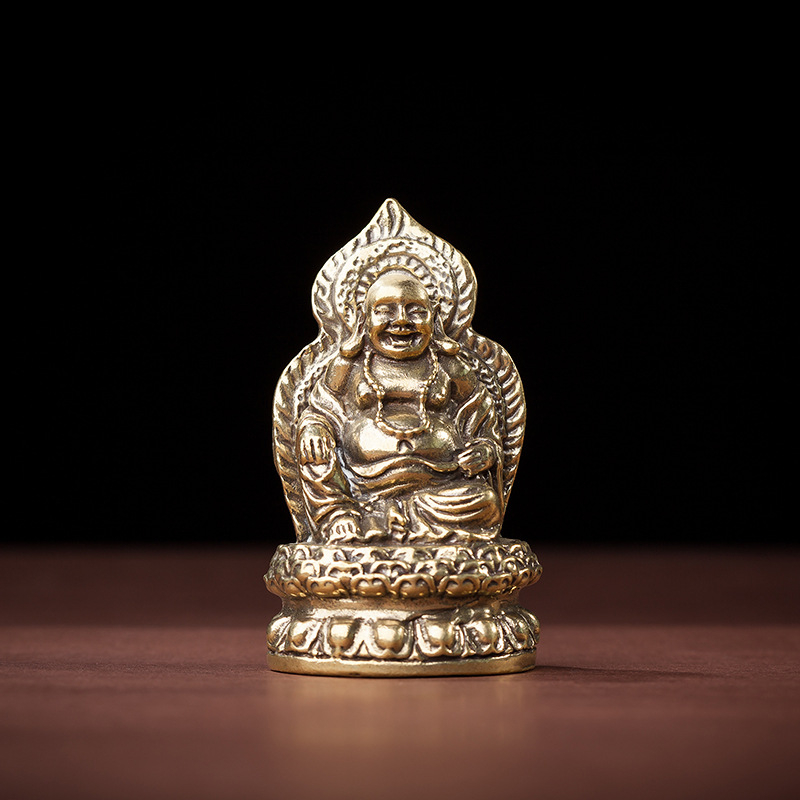 Retro mosadzové sošky Budhu: Guanyin, Šakjamuni a Ksitigarbha pre domovú dekoráciu