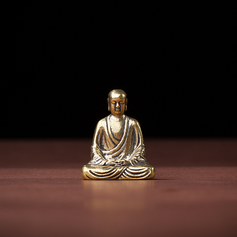 Retro mosadzové sošky Budhu: Guanyin, Šakjamuni a Ksitigarbha pre domovú dekoráciu