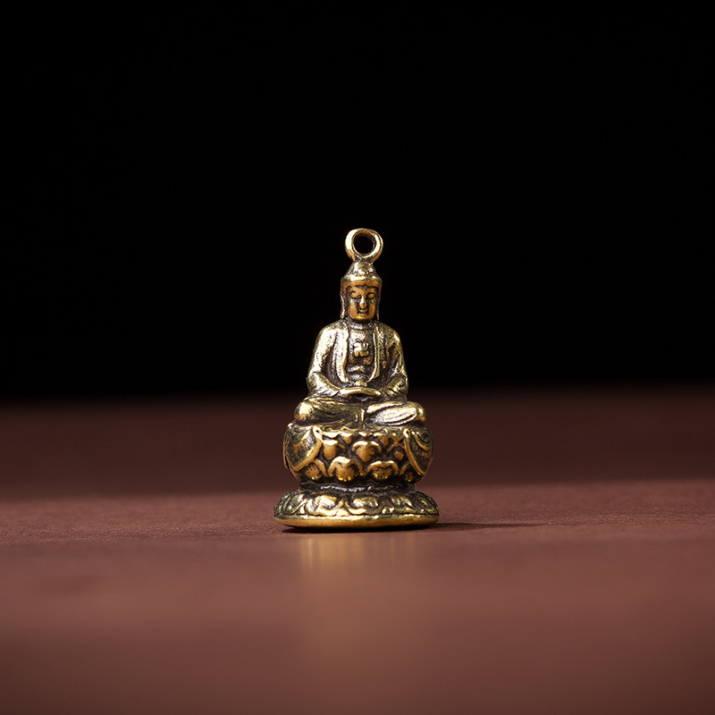 Retro mosadzové sošky Budhu: Guanyin, Šakjamuni a Ksitigarbha pre domovú dekoráciu