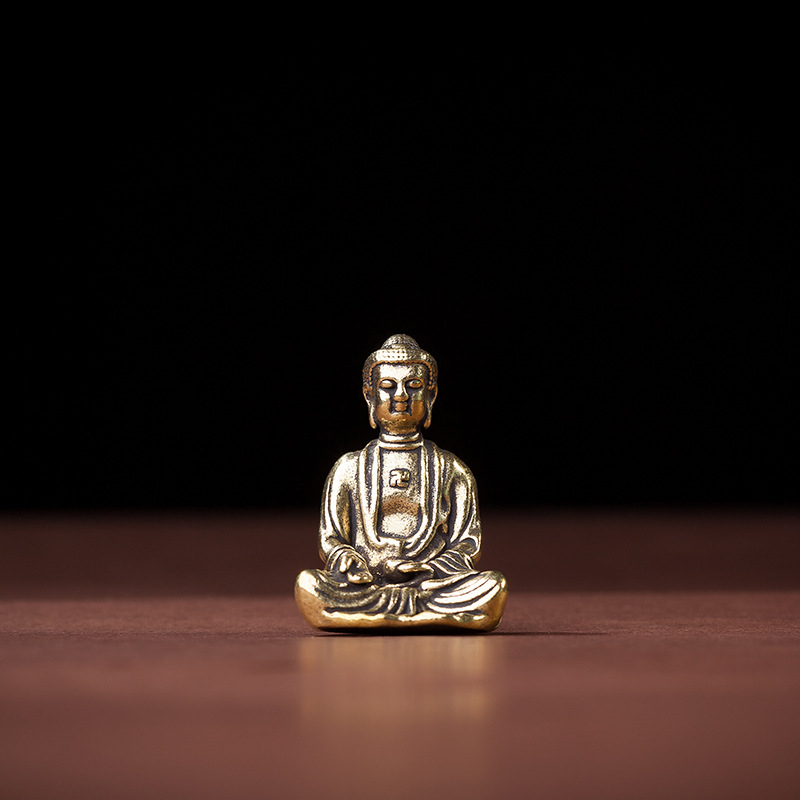 Retro mosadzové sošky Budhu: Guanyin, Šakjamuni a Ksitigarbha pre domovú dekoráciu