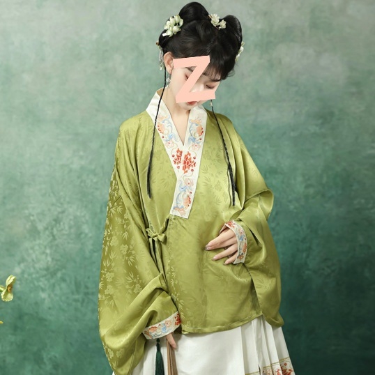Ženski Hanfu: Ming stil, križni ovratnik, rukavi tipa pipa, brokatna suknja s motivom horse-face, proljetno-ljetni kineskog stila Hanfu