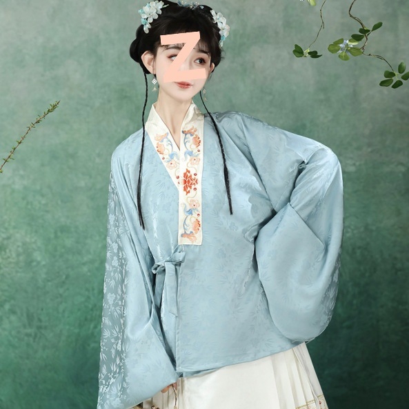 Ženski Hanfu: Ming stil, križni ovratnik, rukavi tipa pipa, brokatna suknja s motivom horse-face, proljetno-ljetni kineskog stila Hanfu