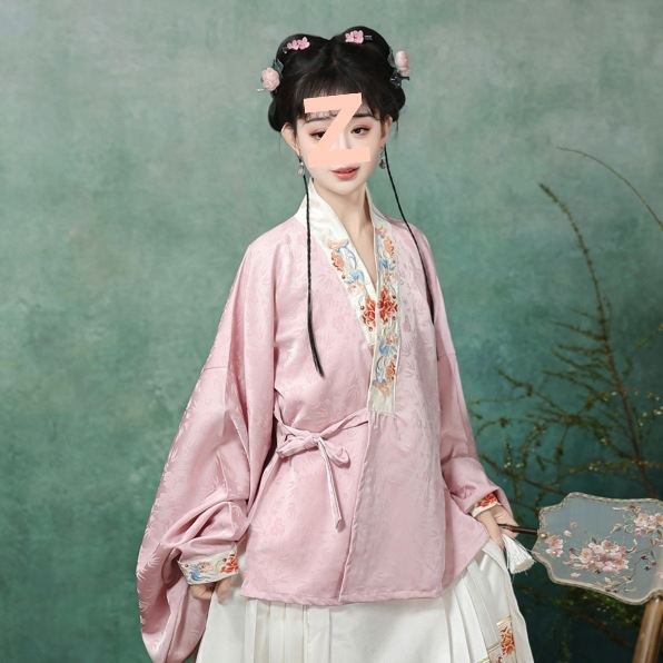 Ženski Hanfu: Ming stil, križni ovratnik, rukavi tipa pipa, brokatna suknja s motivom horse-face, proljetno-ljetni kineskog stila Hanfu