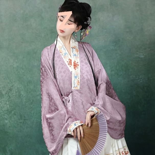 Ženski Hanfu: Ming stil, križni ovratnik, rukavi tipa pipa, brokatna suknja s motivom horse-face, proljetno-ljetni kineskog stila Hanfu