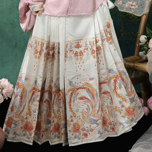 Ženski Hanfu: Ming stil, križni ovratnik, rukavi tipa pipa, brokatna suknja s motivom horse-face, proljetno-ljetni kineskog stila Hanfu