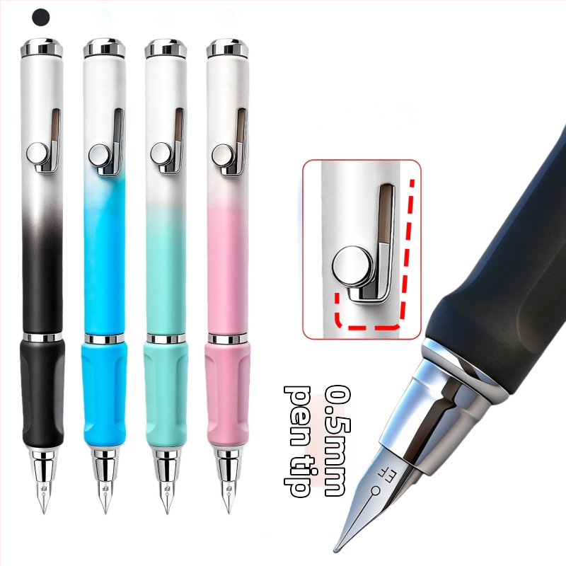 Push-Pull plniace pero s jemným hrotom 0.5 EF pre študentov, gradientná farba, vymeniteľná náplň, kryt proti presychaniu