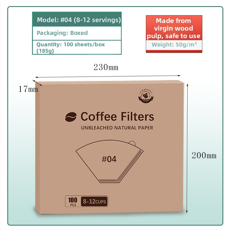 Kávový filtračný papier s tvarom fanúška pre pour-over kávu, jednorazový pre V60.