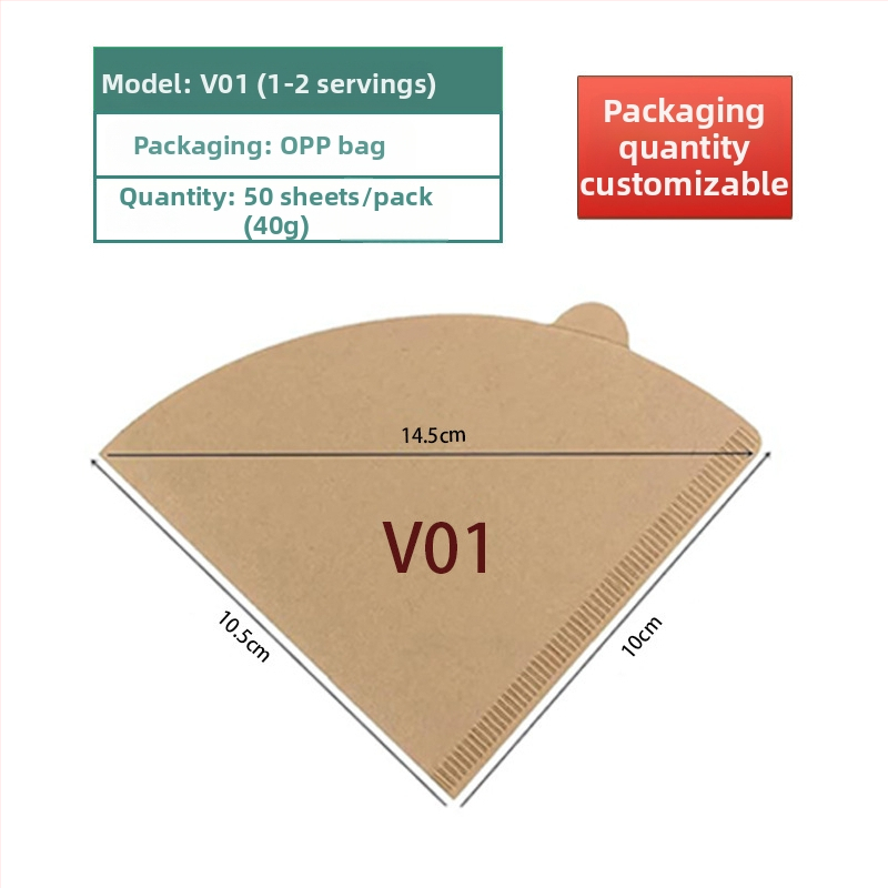 Kávový filtračný papier s tvarom fanúška pre pour-over kávu, jednorazový pre V60.