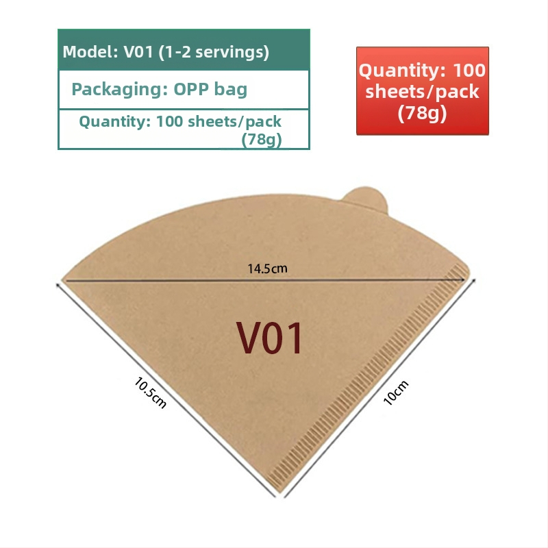 Kávový filtračný papier s tvarom fanúška pre pour-over kávu, jednorazový pre V60.