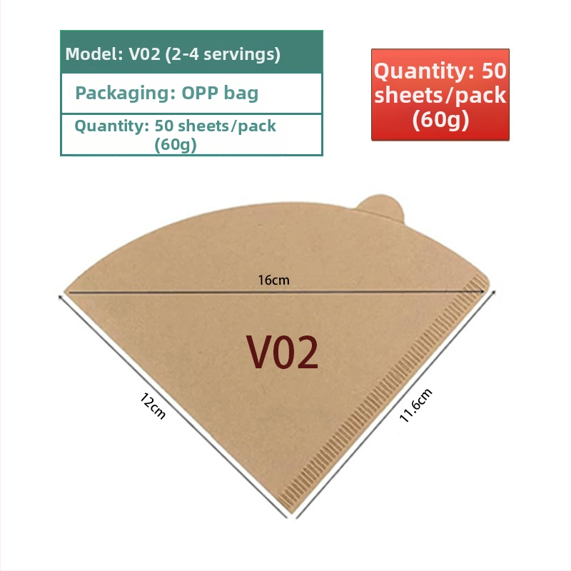 Kávový filtračný papier s tvarom fanúška pre pour-over kávu, jednorazový pre V60.