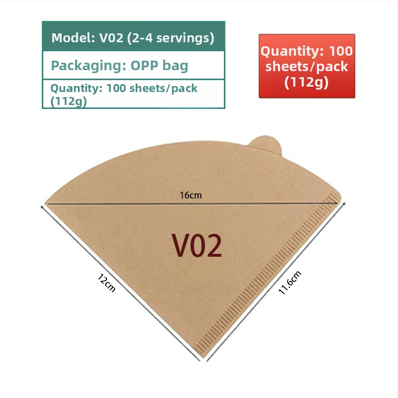 Kávový filtračný papier s tvarom fanúška pre pour-over kávu, jednorazový pre V60.
