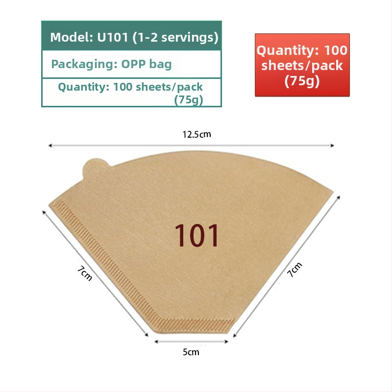 Kávový filtračný papier s tvarom fanúška pre pour-over kávu, jednorazový pre V60.