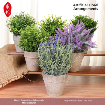 Falošná zelená rastlina v kvetináči s plastovými kvetmi, bonsai dekor do interiéru, výška 10–30 cm