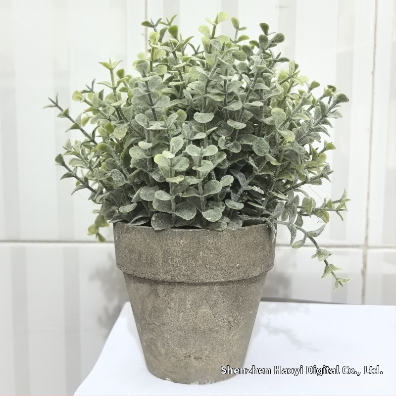 Falošná zelená rastlina v kvetináči s plastovými kvetmi, bonsai dekor do interiéru, výška 10–30 cm
