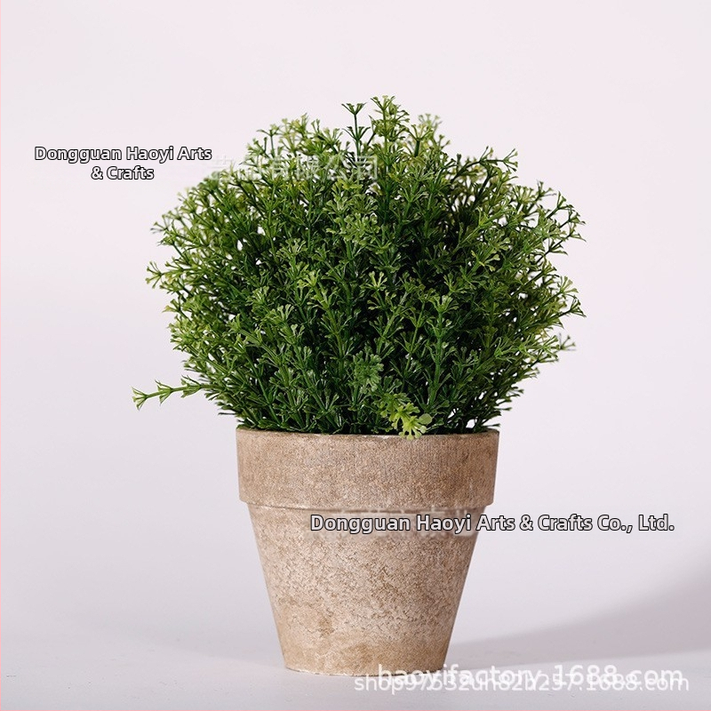Falošná zelená rastlina v kvetináči s plastovými kvetmi, bonsai dekor do interiéru, výška 10–30 cm