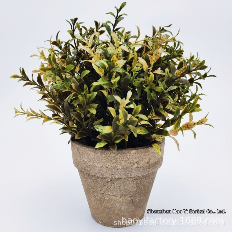 Falošná zelená rastlina v kvetináči s plastovými kvetmi, bonsai dekor do interiéru, výška 10–30 cm