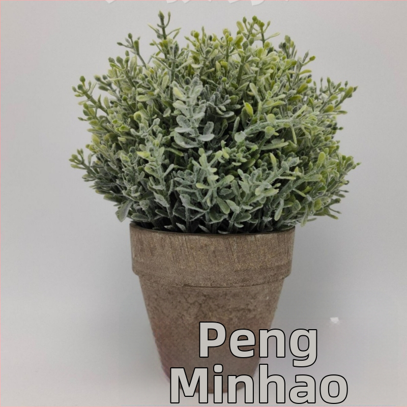 Falošná zelená rastlina v kvetináči s plastovými kvetmi, bonsai dekor do interiéru, výška 10–30 cm