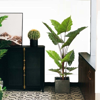 Monstera umelá rastlina v nordickom štýle, kvetináč na vnútorné podlažie, Turtle-back odroda, zelená bonsajová zeleň