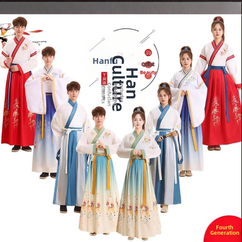 Hanfu-inšpirovaný kostým k ceremónii dospelosti pre deti, čínske tradičné oblečenie na recitáciu Three-Character Classic a školské predstavenia