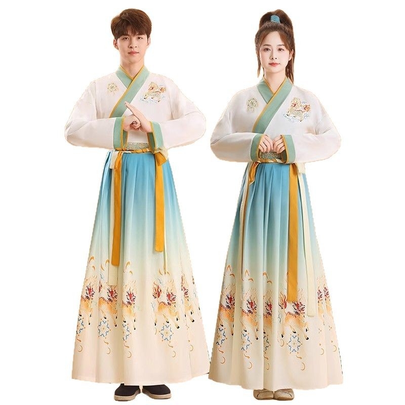 Hanfu stil kostim za ceremoniju odrastanja djece, kineski tradicionalni odjevni predmet za recitiranje Three-Character Classic i školske nastupe