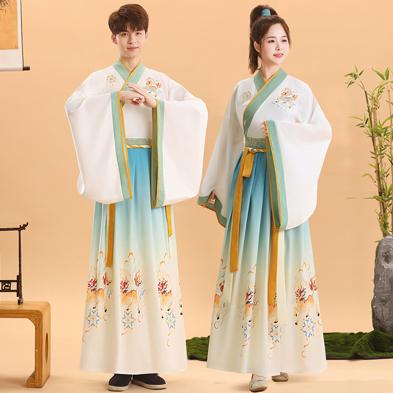 Hanfu stil kostim za ceremoniju odrastanja djece, kineski tradicionalni odjevni predmet za recitiranje Three-Character Classic i školske nastupe