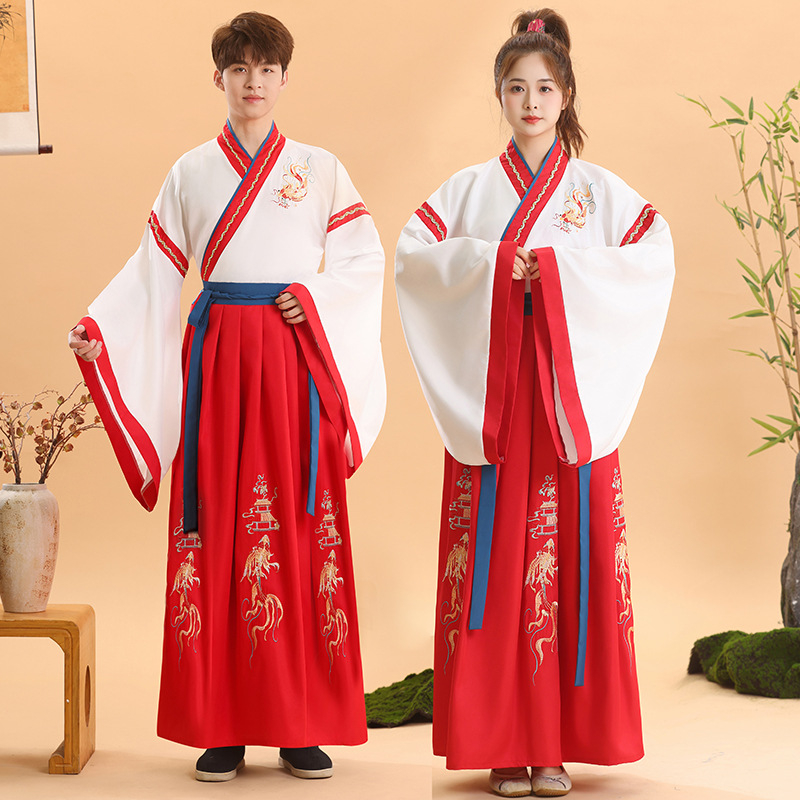 Hanfu stil kostim za ceremoniju odrastanja djece, kineski tradicionalni odjevni predmet za recitiranje Three-Character Classic i školske nastupe