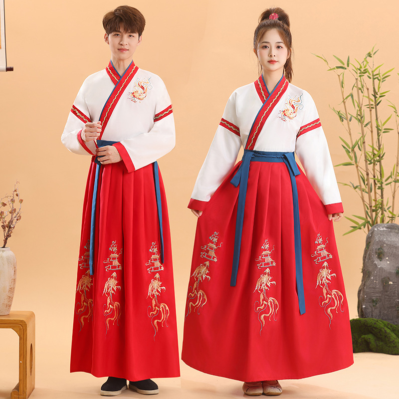 Hanfu stil kostim za ceremoniju odrastanja djece, kineski tradicionalni odjevni predmet za recitiranje Three-Character Classic i školske nastupe
