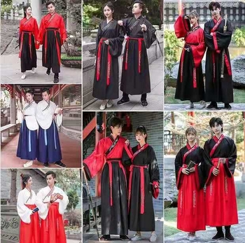 Ενήλικη Hanfu με κέντημα και σταυρωτό γιακά, κινέζικου στυλ αρχαϊκό κοστούμι με επιρροή πολεμικών τεχνών