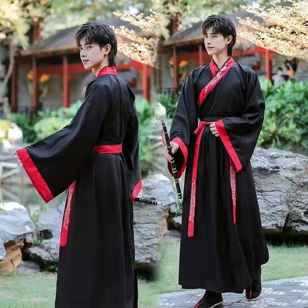 Ενήλικη Hanfu με κέντημα και σταυρωτό γιακά, κινέζικου στυλ αρχαϊκό κοστούμι με επιρροή πολεμικών τεχνών