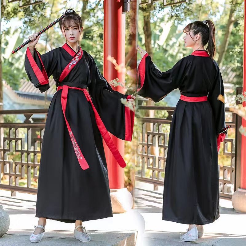 Ενήλικη Hanfu με κέντημα και σταυρωτό γιακά, κινέζικου στυλ αρχαϊκό κοστούμι με επιρροή πολεμικών τεχνών