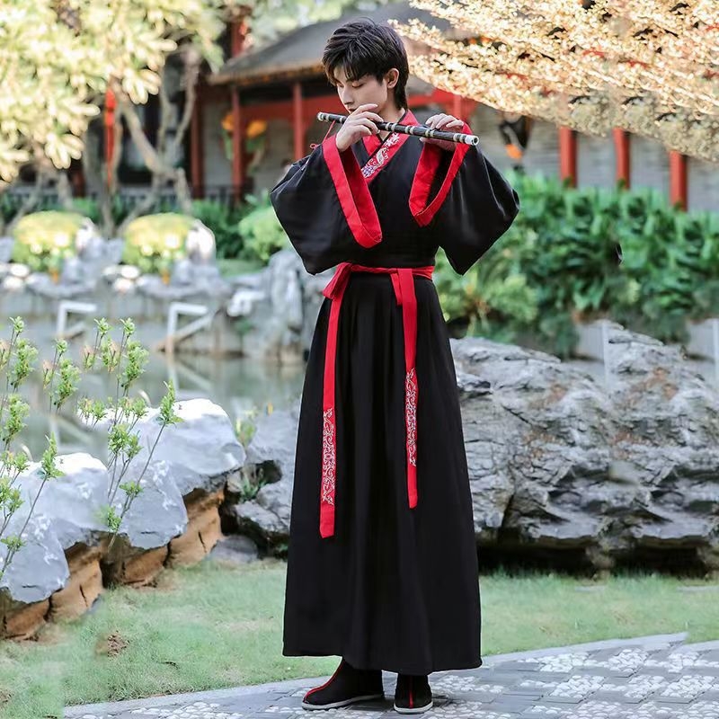 Ενήλικη Hanfu με κέντημα και σταυρωτό γιακά, κινέζικου στυλ αρχαϊκό κοστούμι με επιρροή πολεμικών τεχνών