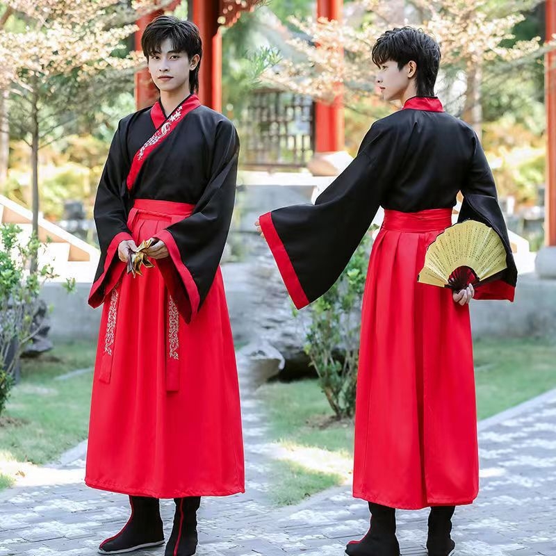 Ενήλικη Hanfu με κέντημα και σταυρωτό γιακά, κινέζικου στυλ αρχαϊκό κοστούμι με επιρροή πολεμικών τεχνών