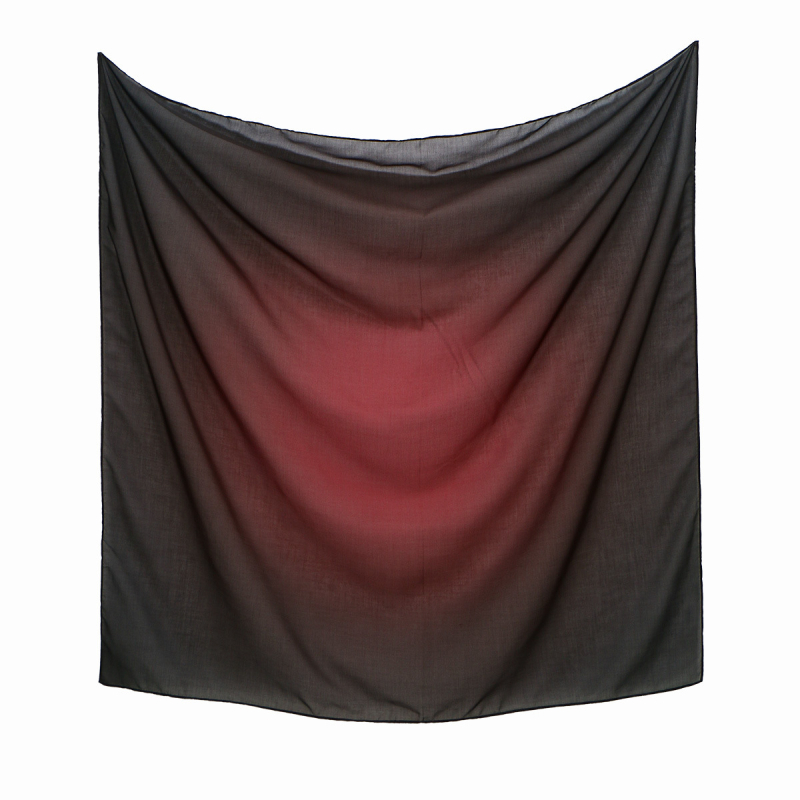 Šál pre ženy zo voile s Bali priadzou, gradientný, farebné bloky, 110×110 cm