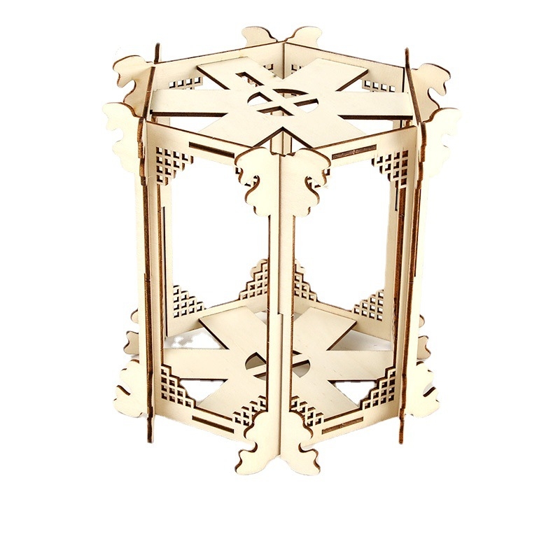 Drevený rámček na lampu Crab Kingdom, ručne vyrobený rám na lampu pre rodinné aktivity na Nový rok, stojan na palácovú lampu