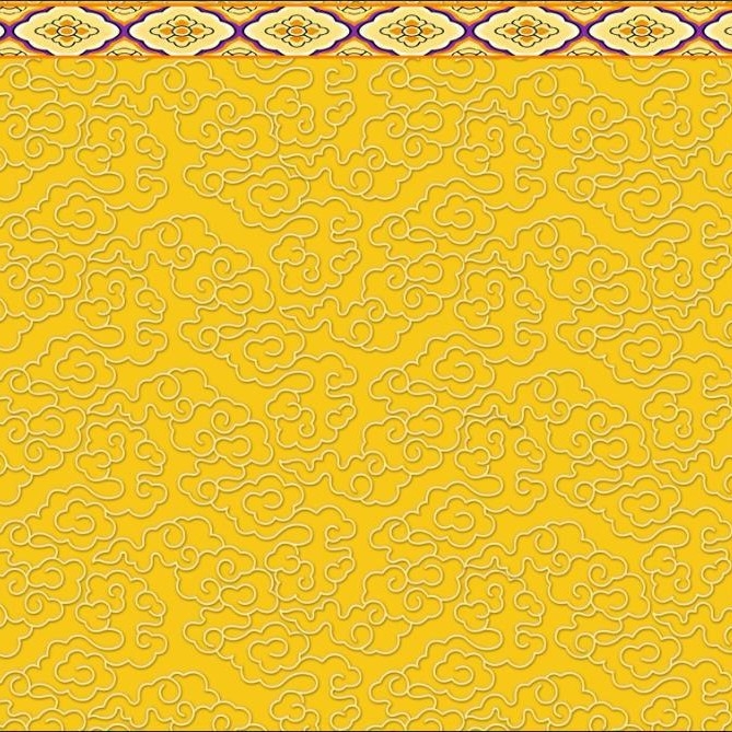 Tapeta so zlatým motívom oblakov pre buddhistické chrámy a taoistické svätyne, dekor chrámu v štýle Ming-Qing